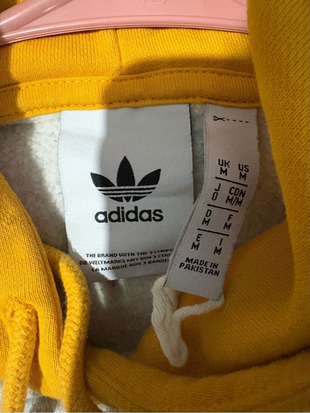 adidas Yellow Hooded Sweatshirt with Trefoil Tag - Picture 4 of 4